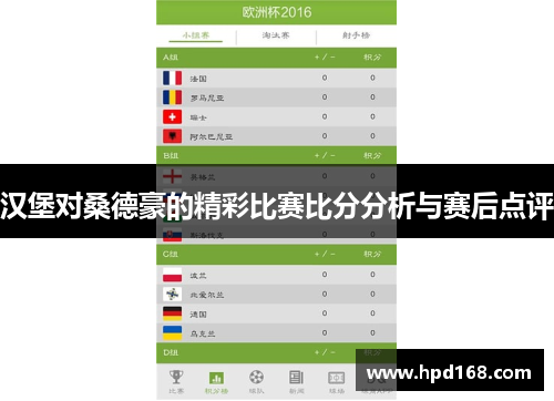 汉堡对桑德豪的精彩比赛比分分析与赛后点评