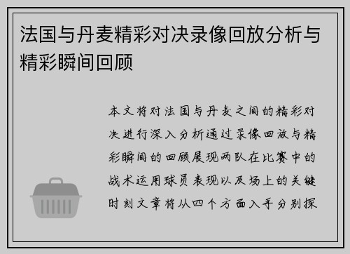法国与丹麦精彩对决录像回放分析与精彩瞬间回顾